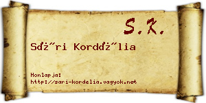 Sári Kordélia névjegykártya